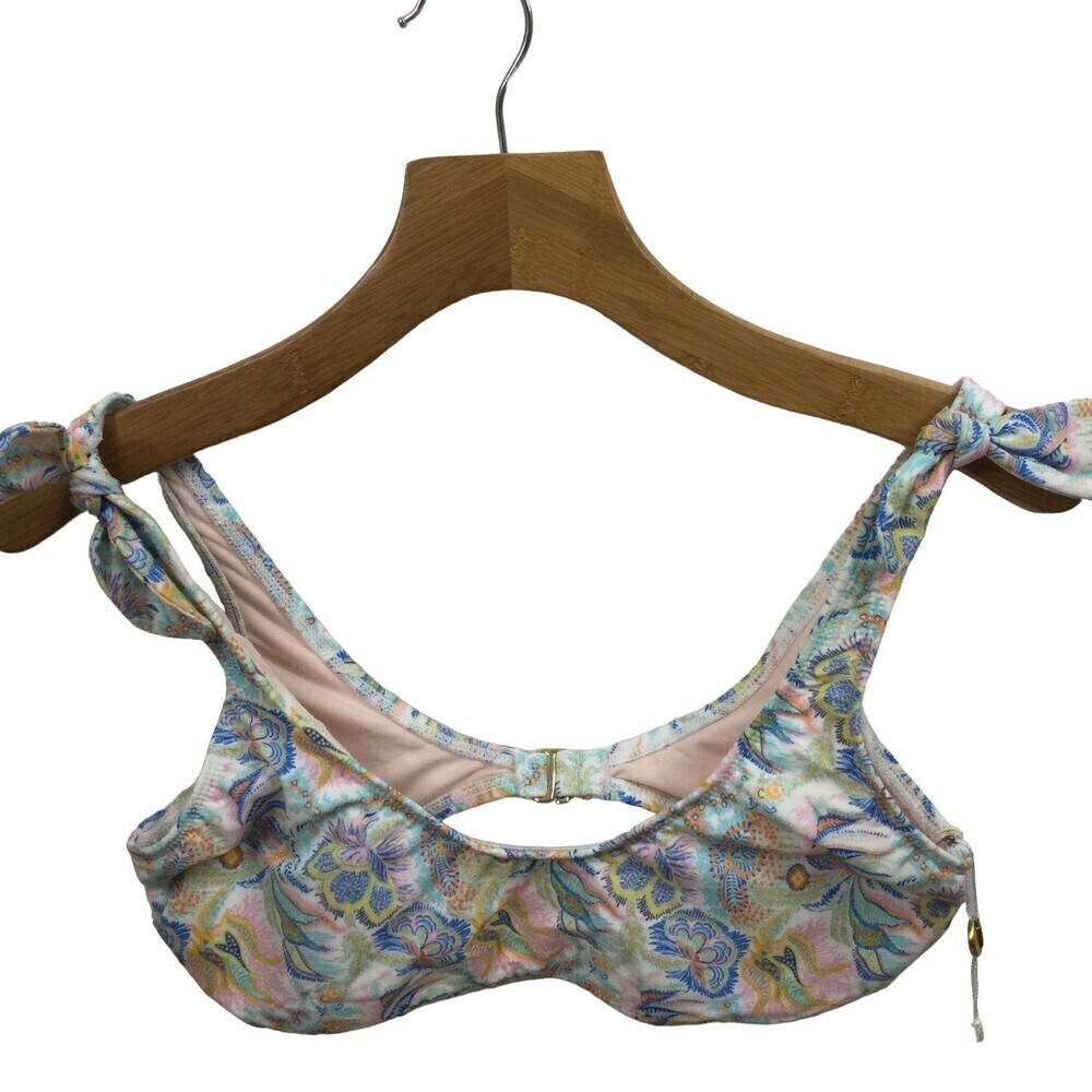 Antonio Melani Womens Floral Print Tie Strap Bralette Bikini Top Blue Sz 10 NWT
